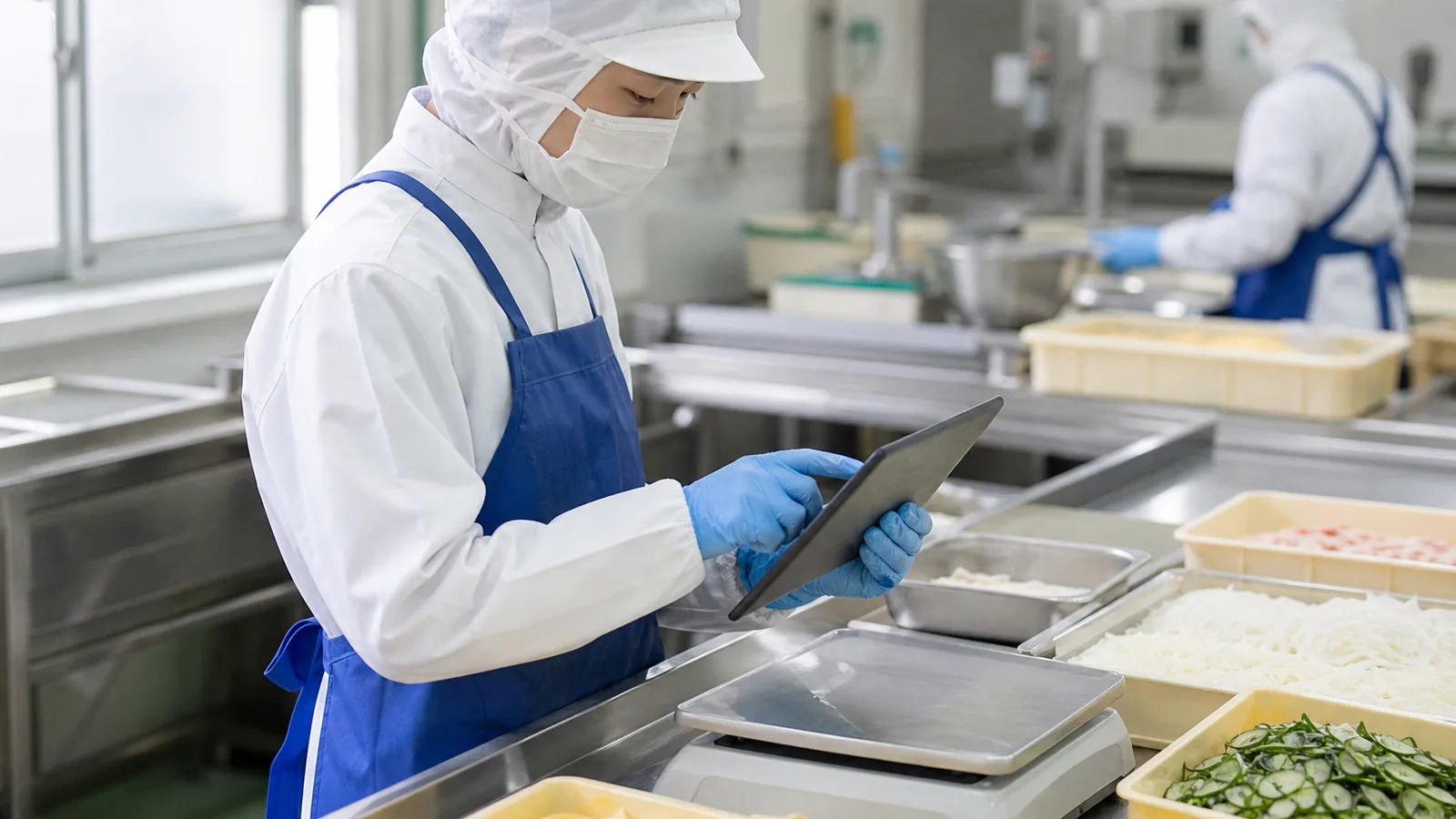 碧南市の製造食品会社で経営者と経理担当者が原価と資金を確認する様子
