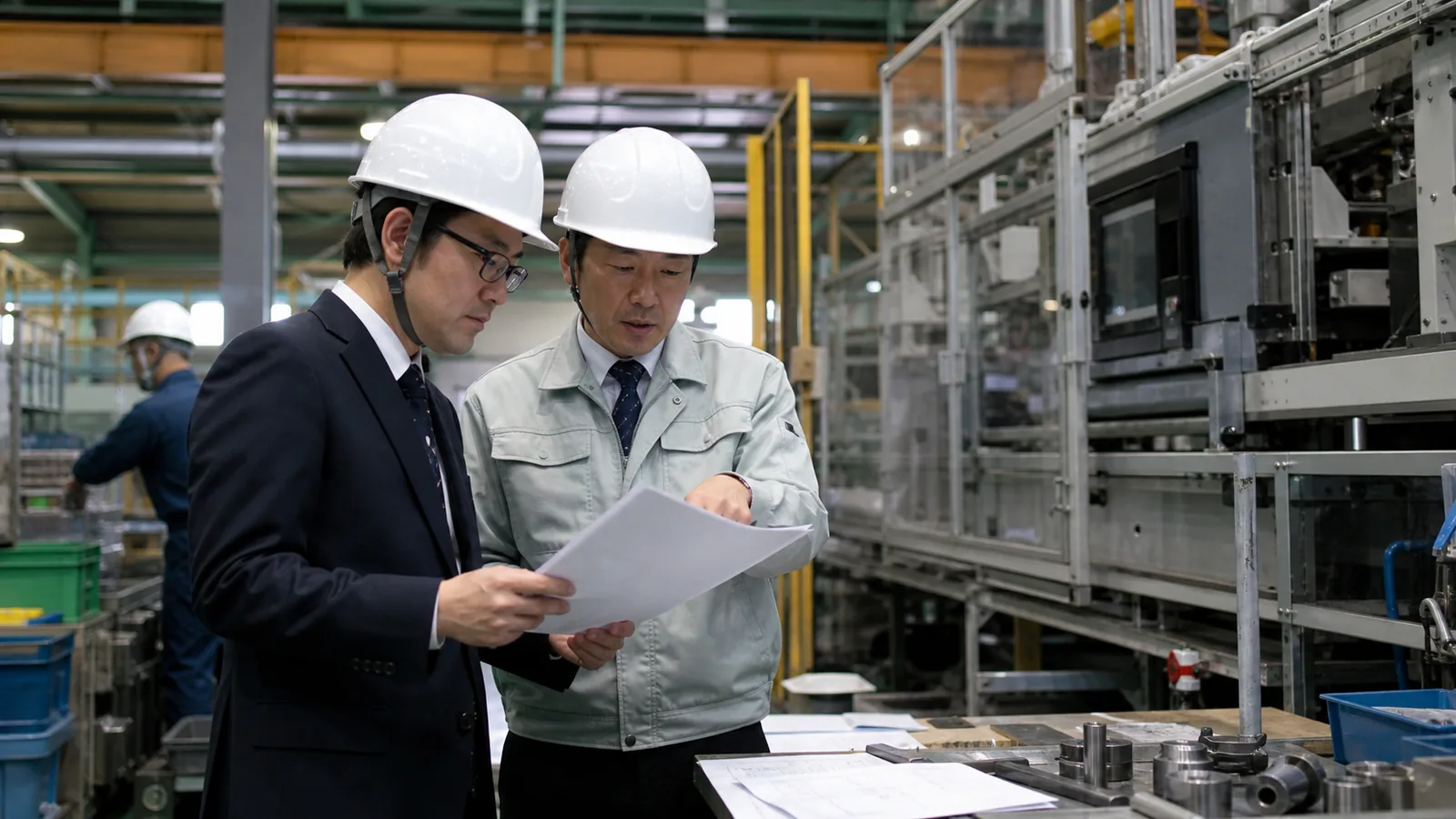 みよし市の製造物流会社で設備投資と拠点別採算を確認する経営者と経理担当者