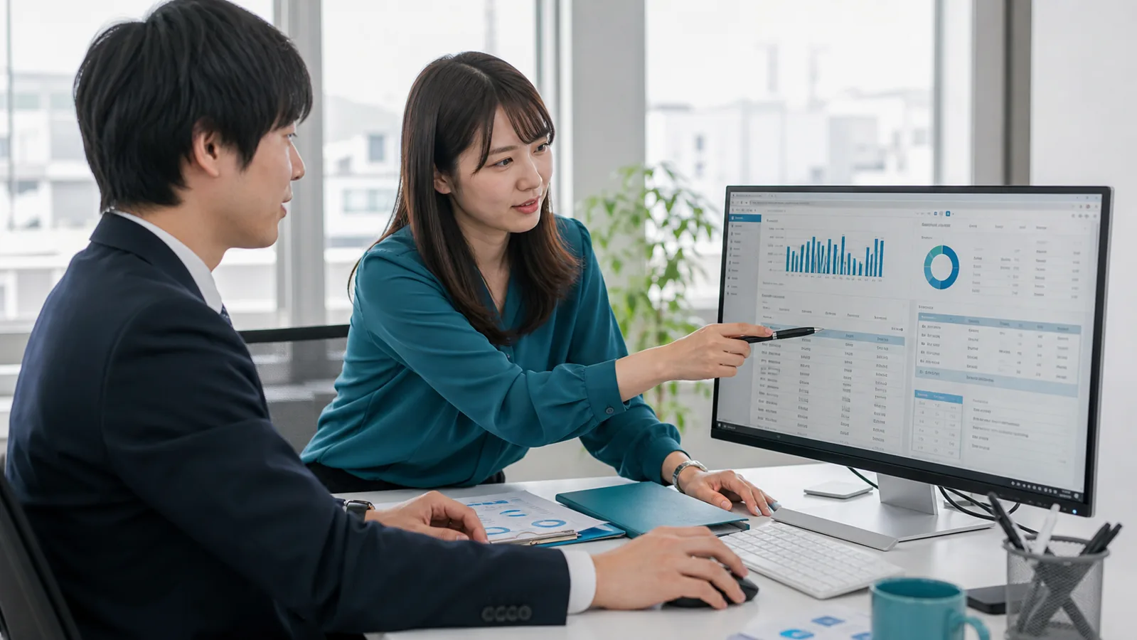 入金消込の確認表を会社責任者と経理代行担当者が確認する図
