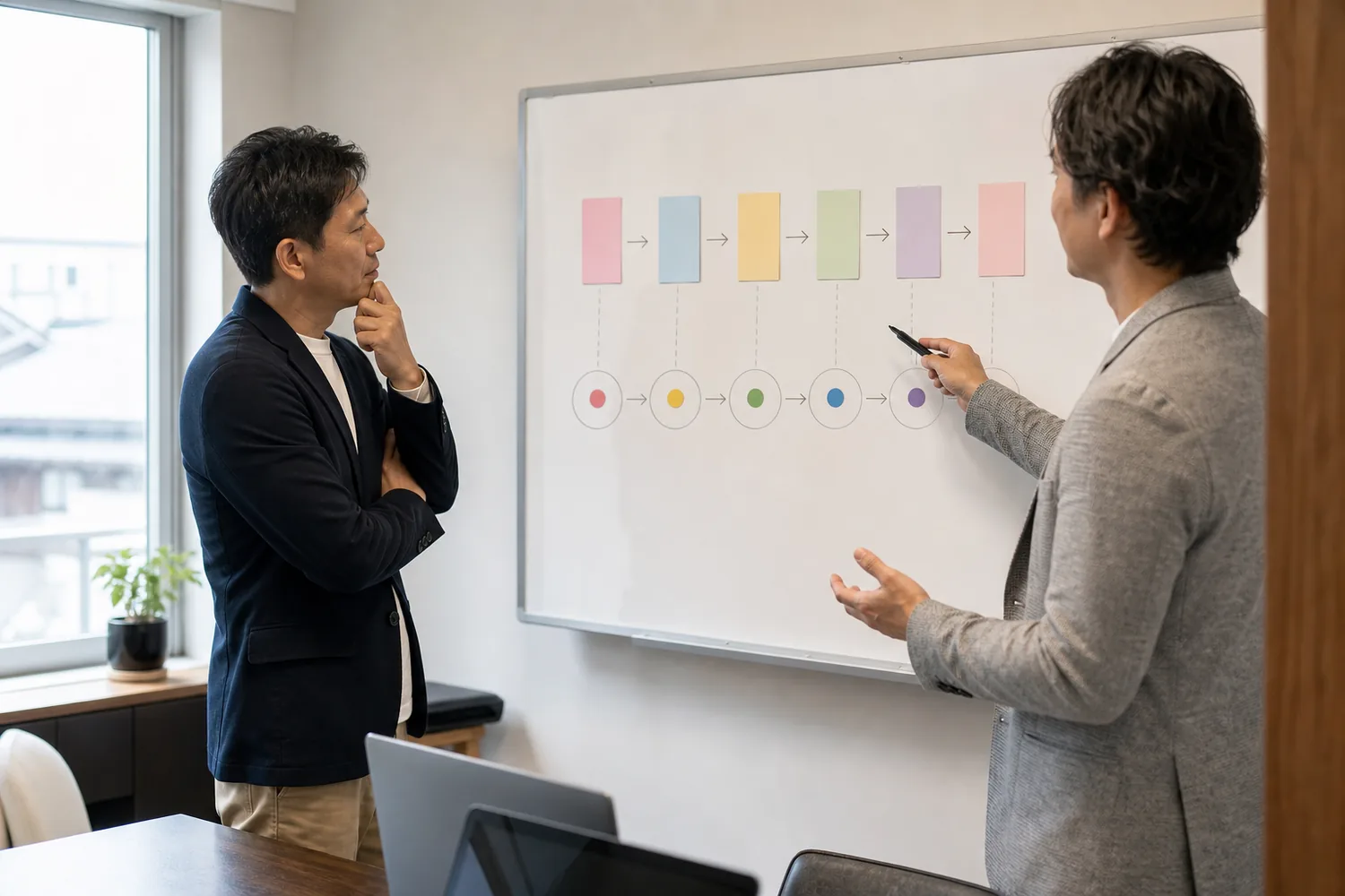 経理代行との打ち合わせの対象、期限、担当、会社承認、完了証拠を一つの台帳で管理する図