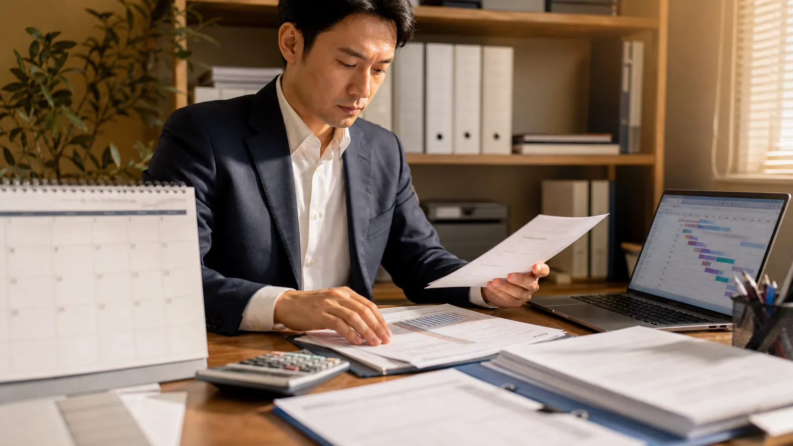 年払い契約を役務開始日、終了日、月次配分、解約返金、残高へつなぐ図