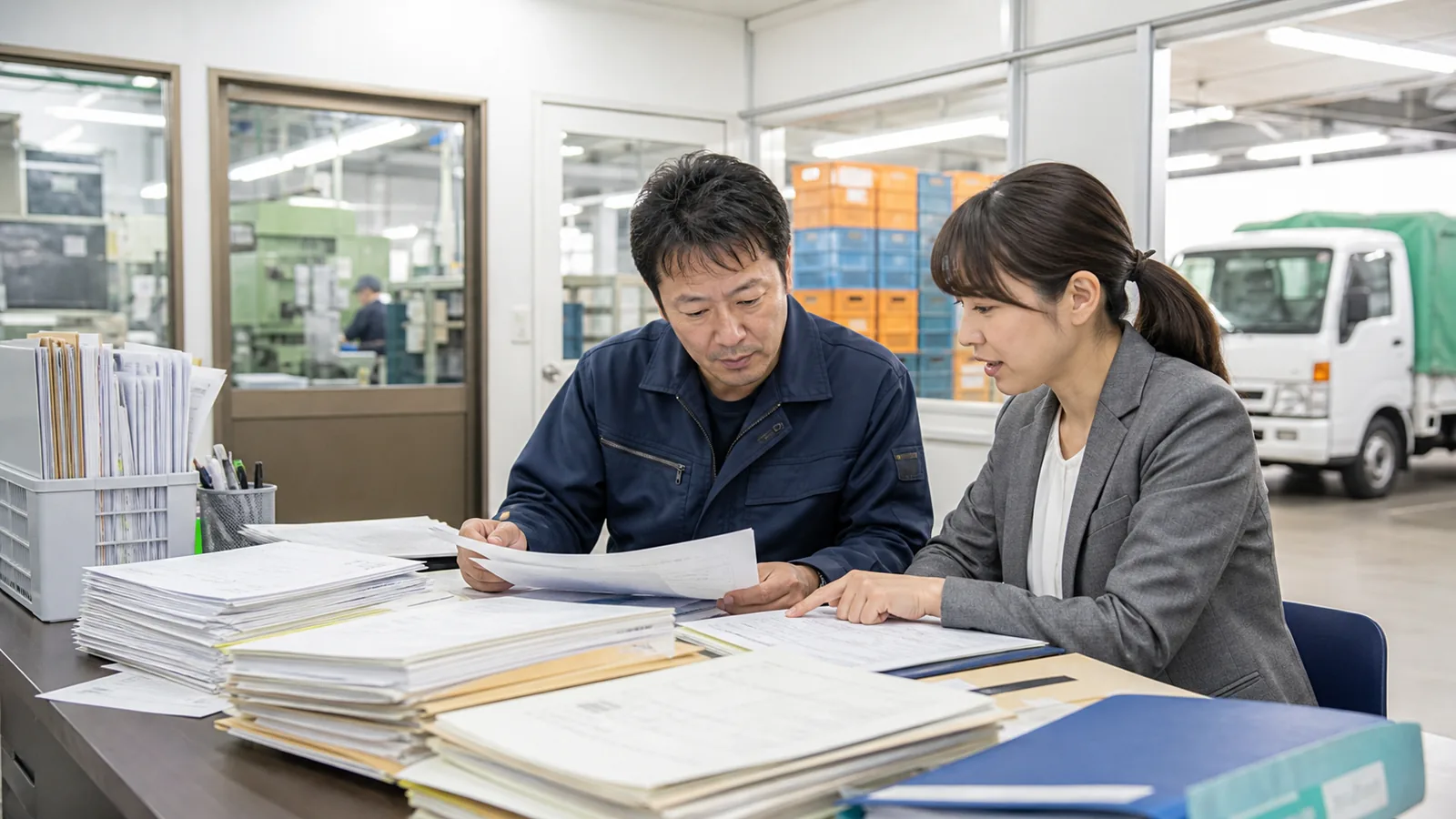 春日井市の経理代行の確認表を会社責任者と経理代行担当者が確認する図
