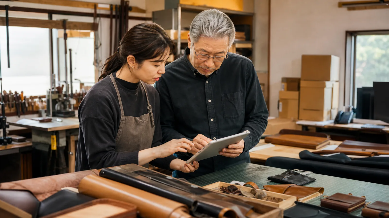 あま市の製造・工芸・卸売事業で受注番号から材料・加工・在庫・出荷・入金を照合する担当者