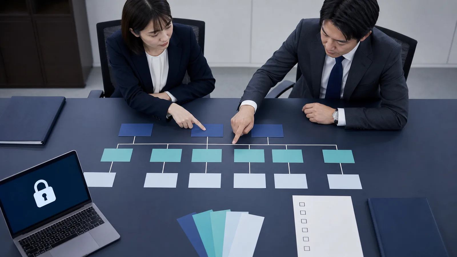 経理データの再委託先と海外保管経路を確認する担当者