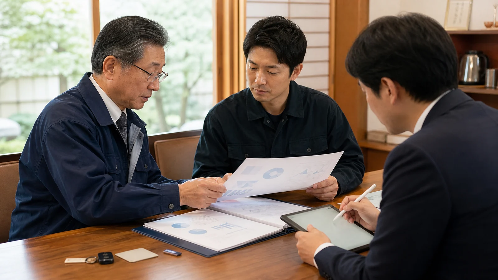 事業承継前の経理について経理資料を確認する様子