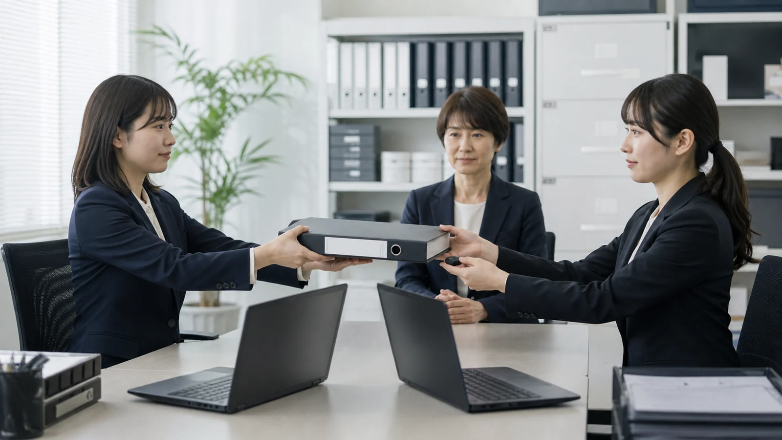 経理代行会社の継続性評価について経理資料を確認する様子