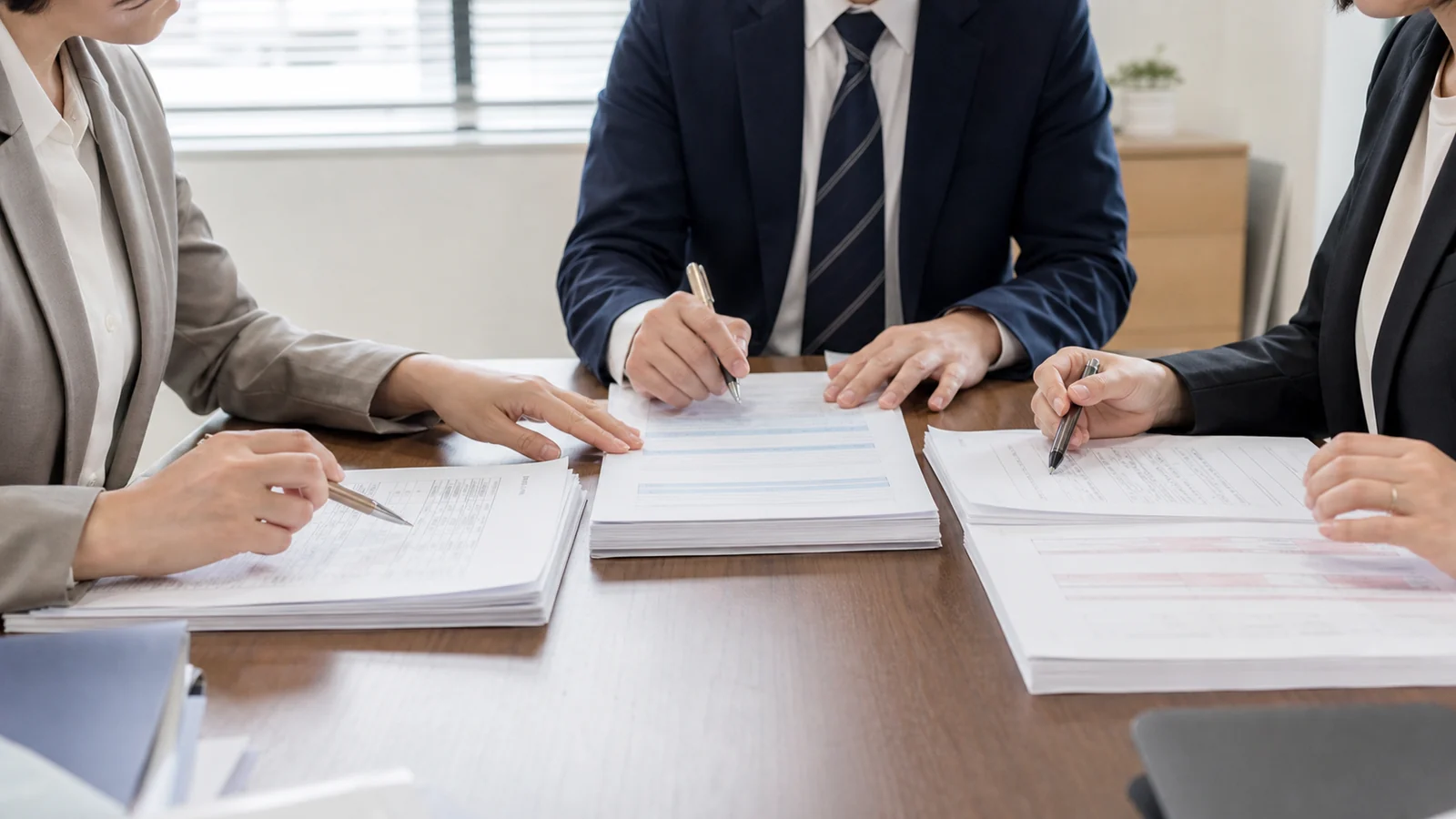 給与計算代行と社労士法の境界の管理表を確認する会社責任者と経理支援担当者