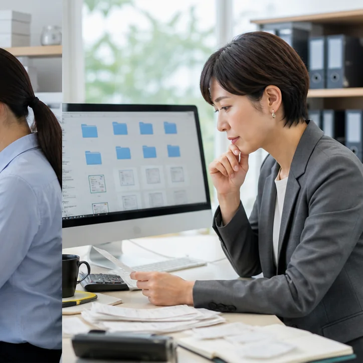 電子帳簿保存法の運用を見直す様子