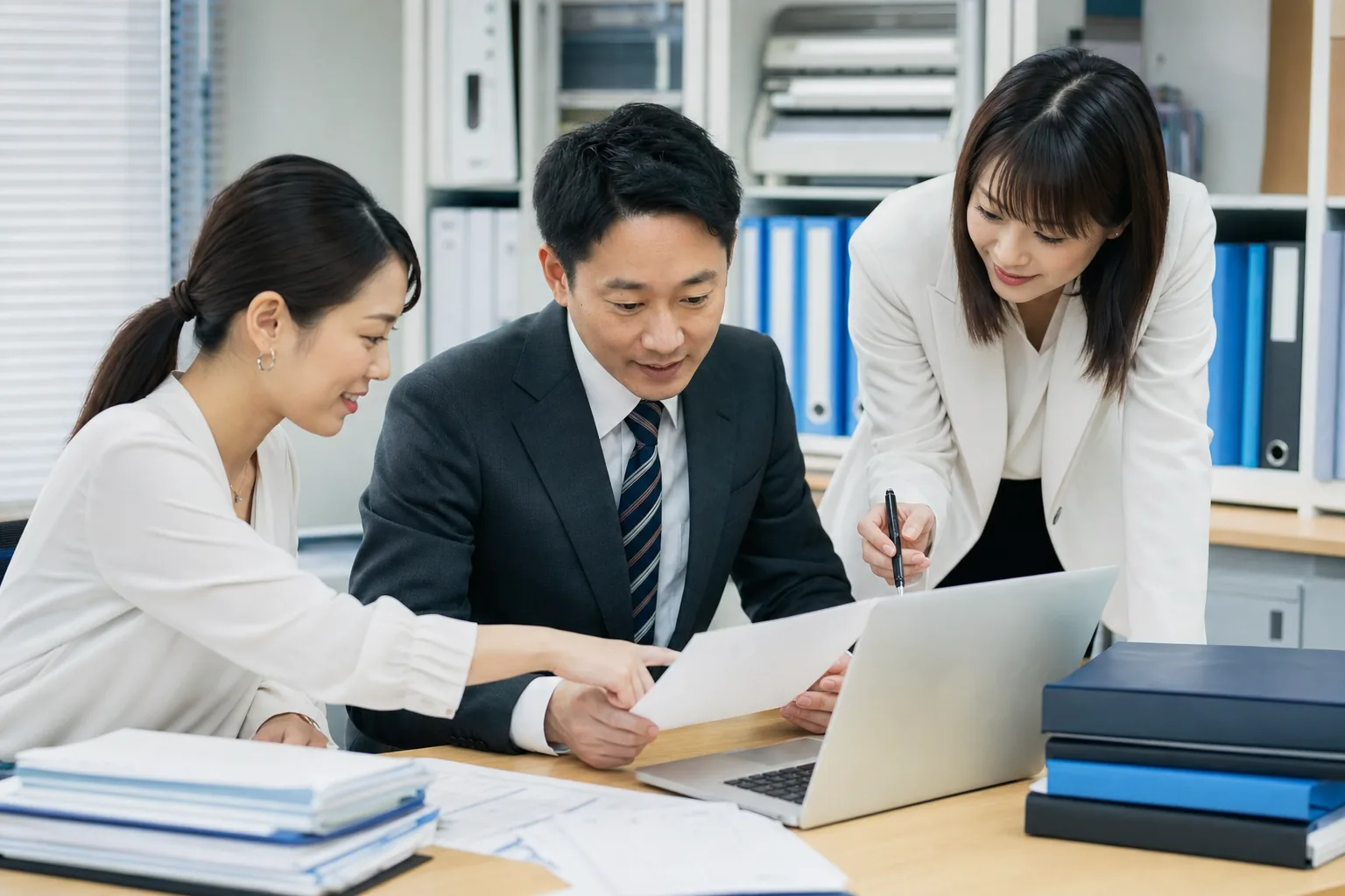 経費精算ミスに関する資料を確認する中小企業の担当者