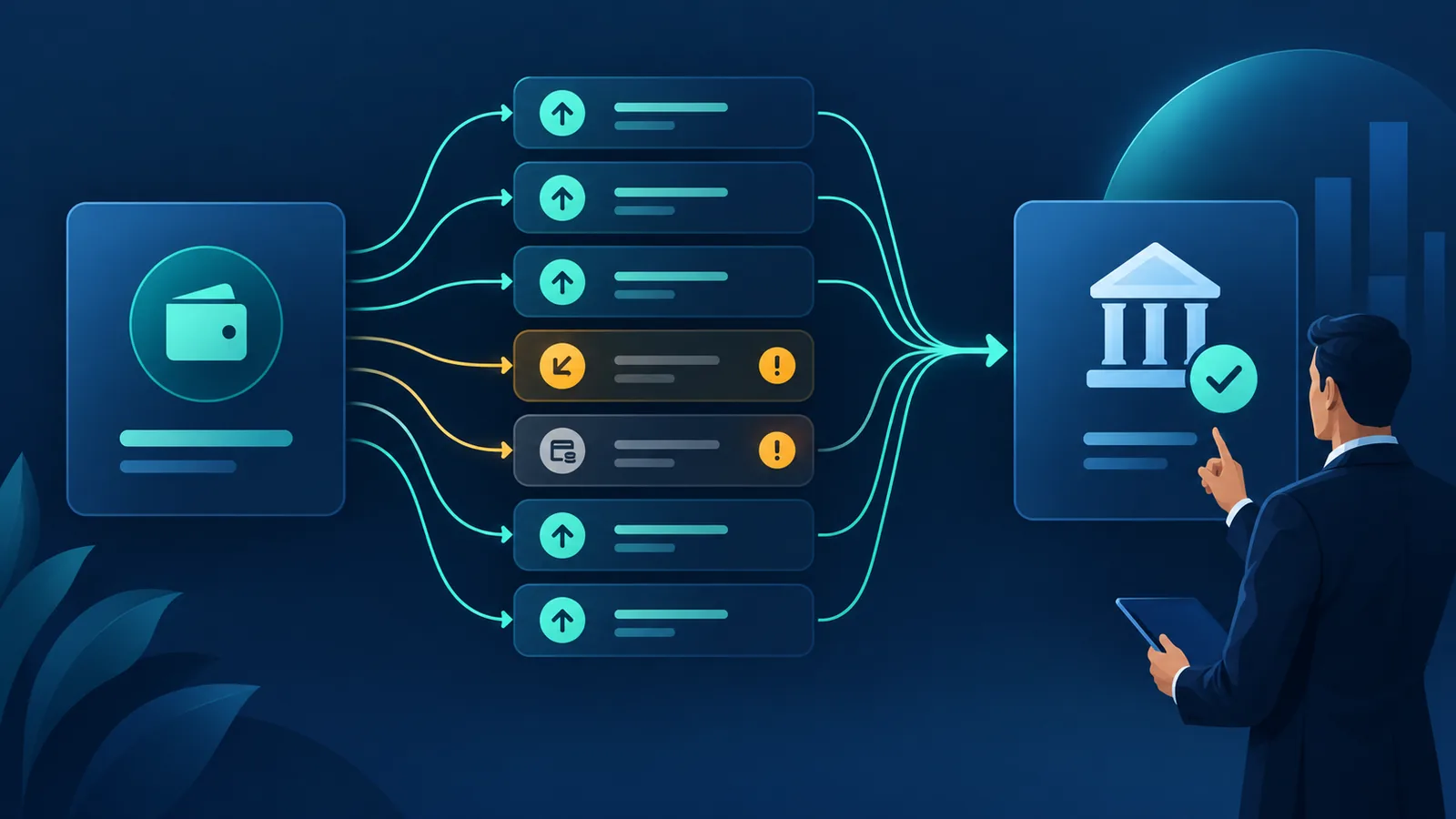Stripeの取引、残高、Payout、銀行着金、会計残高の関係を表した概念図
