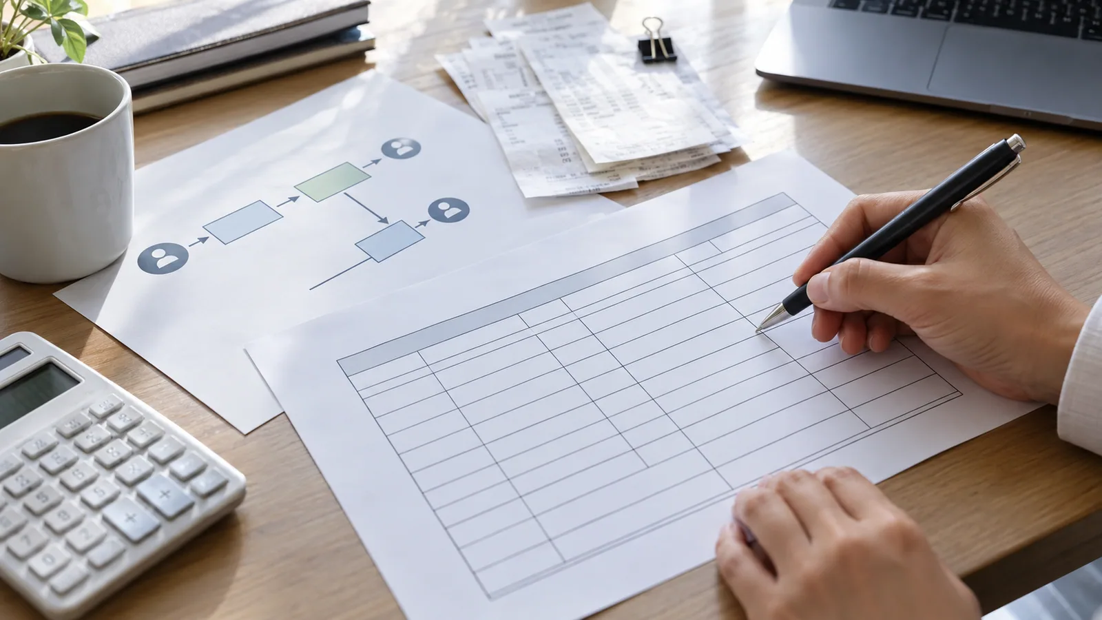 コラボフローの元Excel、フォーム、承認経路、CSV、会計結果の対応図
