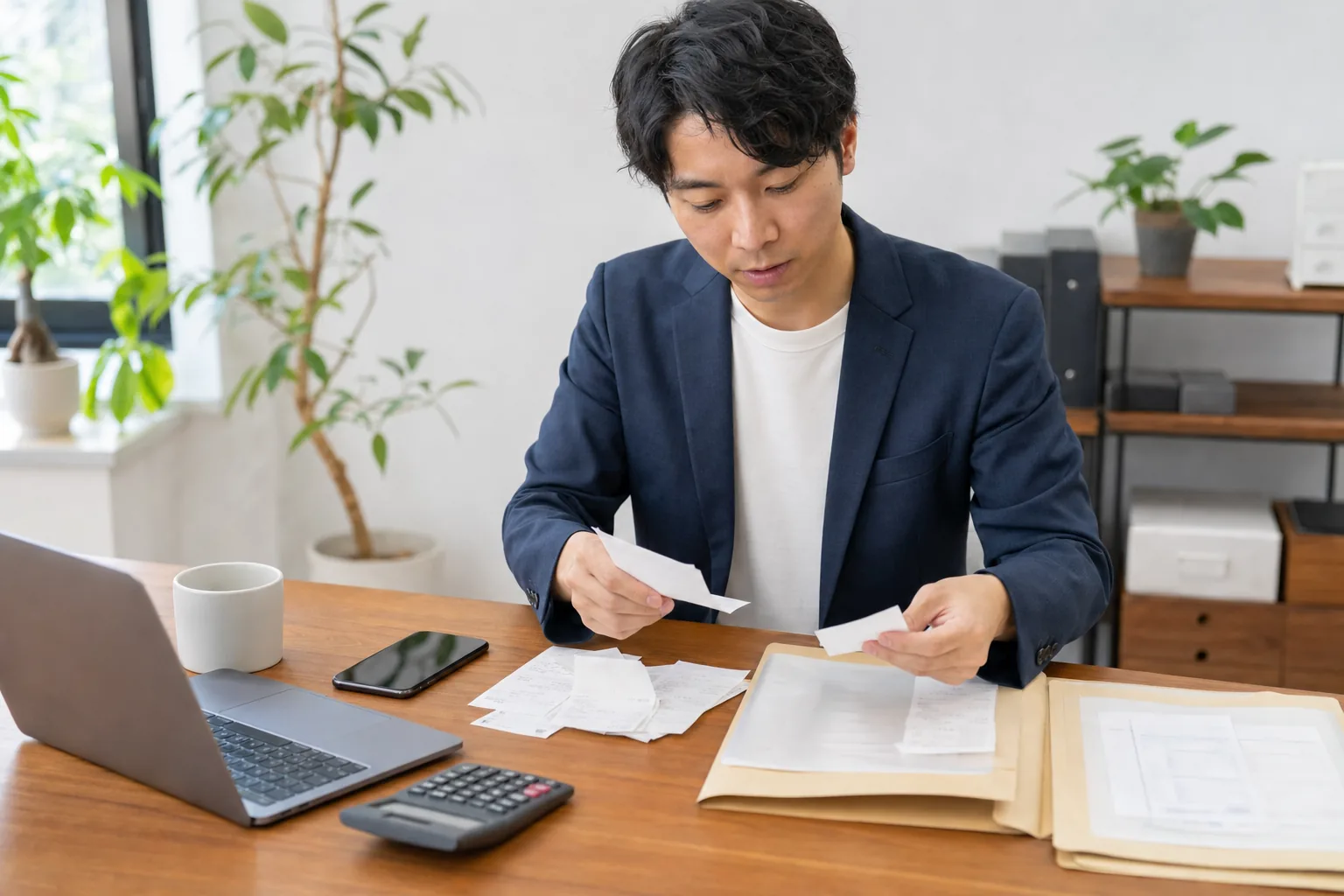 起業家の領収書整理の対象、期限、担当、会社承認、完了証拠を一つの台帳で管理する図