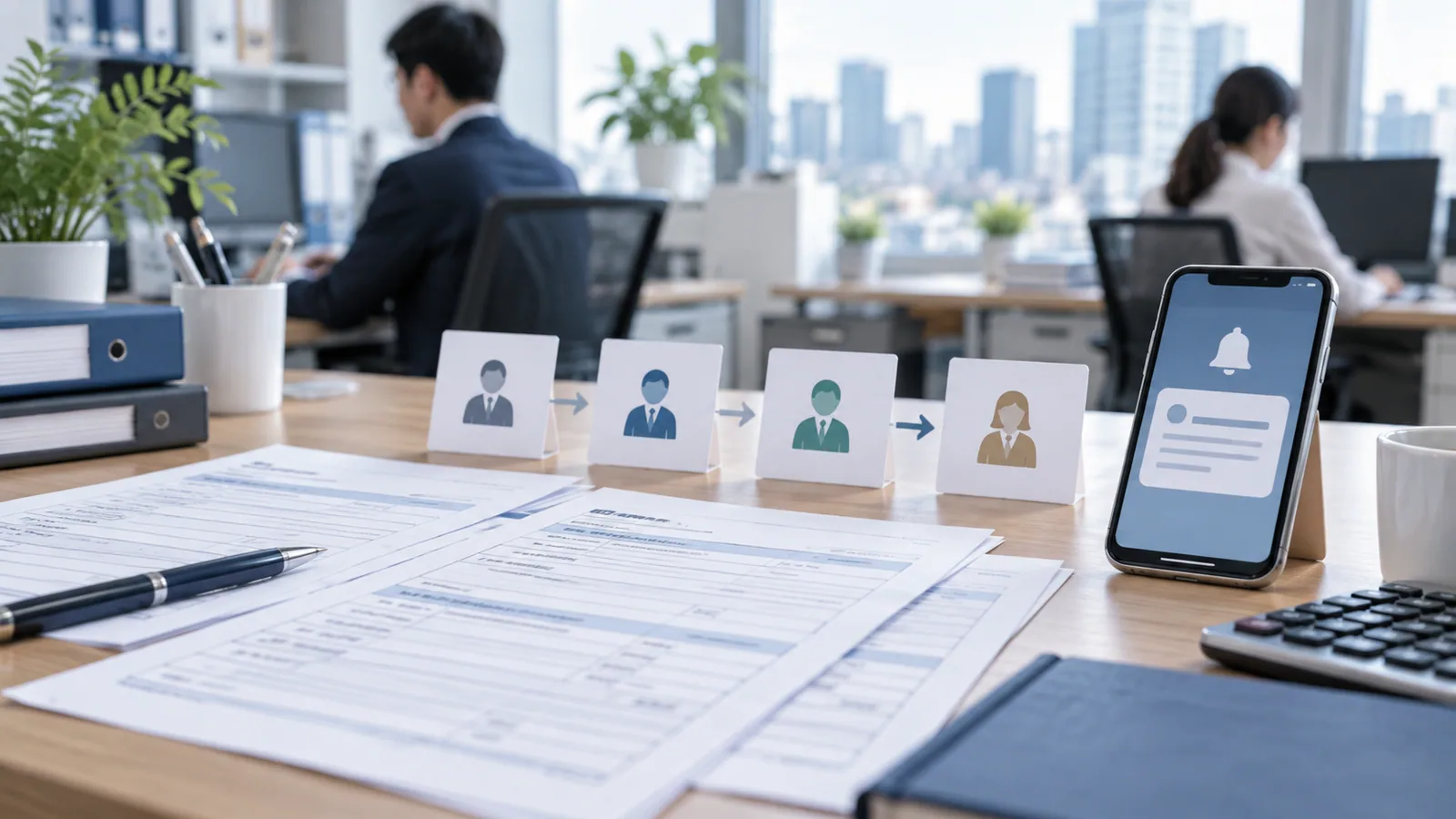サイボウズ Officeのフォーム、申請、役割経路、最終決裁、会計受渡しの図