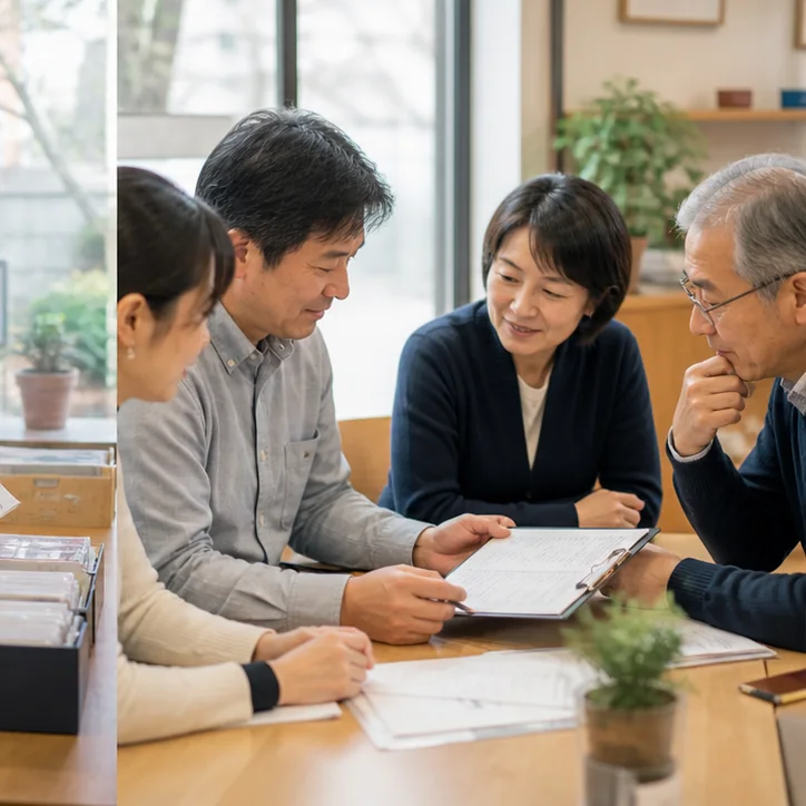 業界別の経理の運用を見直す様子
