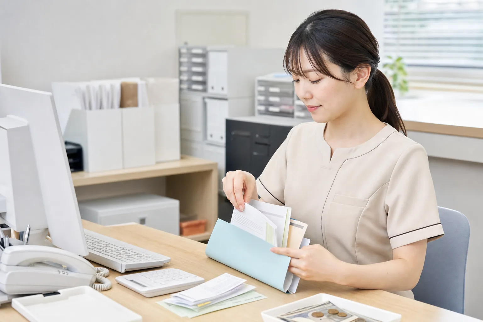 クリニック 経理 負担 減らすの資料、担当、期限、照合結果を整理する実務図