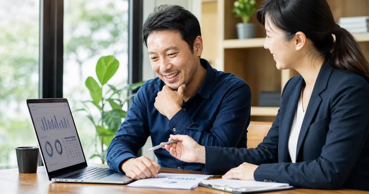 Excel管理に関する資料を確認する中小企業の担当者
