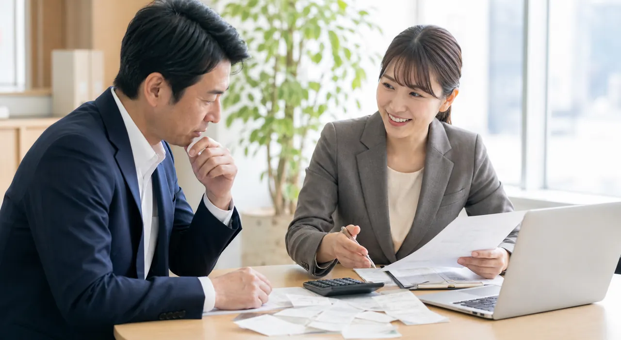 Excel管理の月次確認について話し合う様子