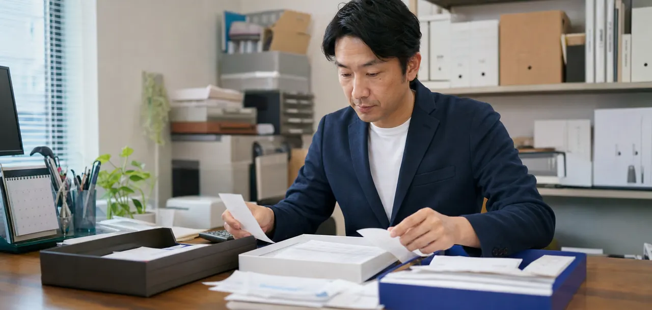 資料を整理する経営者のイメージ